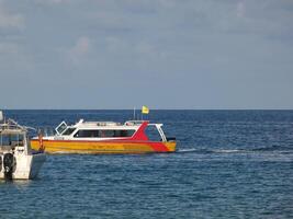 The boat came to a halt,front view photo