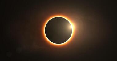 Total solar eclipse with diamond ring effect. The moon passes between the Sun and the Earth video