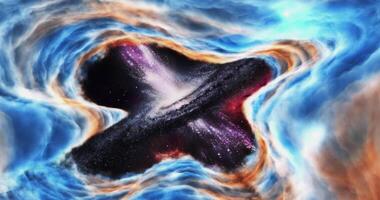 Deep space exploration. Flying through a nebula toward the big bang into outer space video