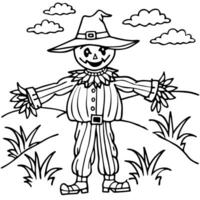 Fantasy illustration of a halloween scarecrow in a field. vector