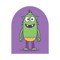 Funny monster cartoon caracter isolated on purple background vector