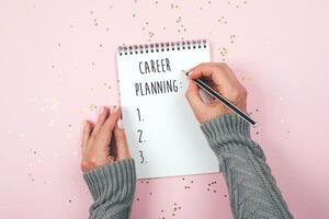 Career Planning on notebook. flat lay photo