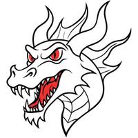 A demonic looking dragon with red eyes and flames coming out of it's mouth. image. vector