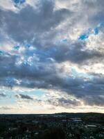 High Angle View of Luton City Residential District Which is Located Near to High Town and Old Bedford Road City Center Downtown of England UK During Cold Sunset of October 12th, 2024 photo