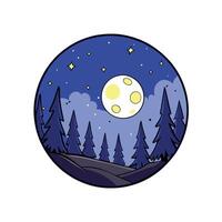 Bright full moon over dark fairy tale forest vector