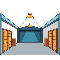 Evoking an Ambiance of Empty Warehouse with Dramatic Lighting. vector