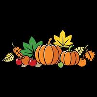 Fall harvest decorations on a black background vector