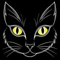 Bright glowing cats eyes against a dark background. Halloween eyes vector