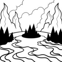 Enigmatic fog enshrouds the obsidian ground in darkness vector