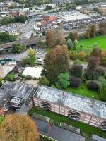 Aerial View of Luton City Residential District Which is Located Near to High Town and Old Bedford Road City Center Downtown of England UK During Cold Sunset of October 12th, 2024 photo