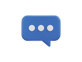 3d blue speech bubble icon for message or comment icon illustration vector