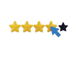four star ratting with cursor icon 3d render concept on feedback icon illustration vector