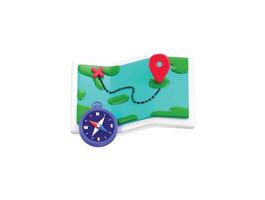 Compass icon with map and location marking Travel tourism Maps navigation Planning world Symbols tool for travel map icon 3d render vector