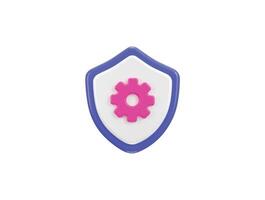 Shield with gear cogwheel inside Security protection settings icon 3d render vector