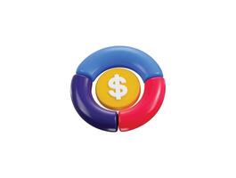 Pie chart diagram and dollar coin icon 3d render concept of business icon vector