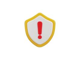 3d shield with exclamation mark Protection warning icon Alert icon Safety and security icon 3d render vector