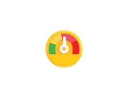 Speedometer with arrow and dashboard indicators, Risk, speed and rating level icon 3d render vector