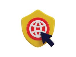 Protected web browser icon 3d render click by safe browser icon illustration vector