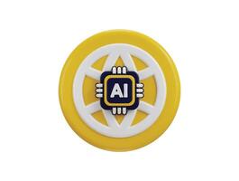 world wide web browser icon with artificial intelligence chip icon 3d rendering illustration vector