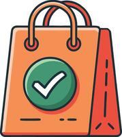 Shopping bag with tick mark. Flat Icon Design Template Element for Retail and Online Store Needs. vector