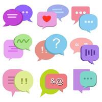 Speech bubble, chat balloon, talk messaging, text communication online. Concept of discussion dialogue, thought bubble icon label conversation comic cartoon style. vector
