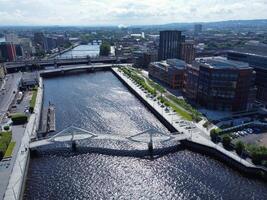Aerial View of Buildings at Central Glasgow city of Scotland From River Clyde, Great Britain. June 5th, 2024 photo