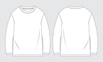 Long sleeve White Color t shirt Front and back isolated on light grey background. vector