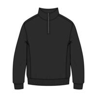 A black sweatshirt with a zipper on the front vector