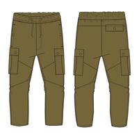 Sweatpants template front and back views isolated on white background vector