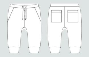 Sweatpants white color template for kids with front and back pocket vector