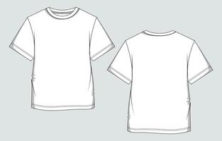 Short sleeve white color t shirt template front and back views vector