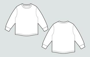 Long sleeve white color oversize t shirt template front and back views vector