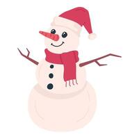 Hand drawn snowman. Isolated object on white background vector