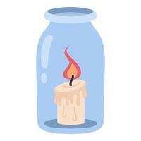 Cozy candle in a jar on a white background vector