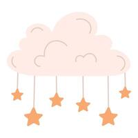 Cloud with stars on a thread. On a white background vector