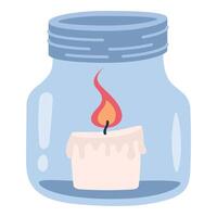 Cozy candle in a jar on a white background vector
