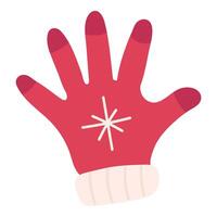Christmas red glove hand drawn. Isolated object on white background vector