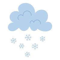 Hand drawn cloud with snow on white background vector