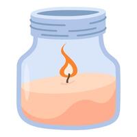 Cozy candle in a jar on a white background vector