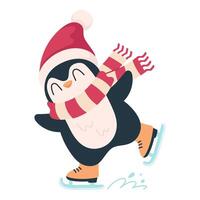 Penguin skating, illustration on a white background vector