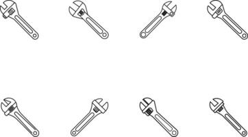 Adjustable Wrench Outline Icon Repetition Pattern vector