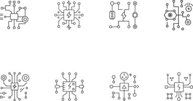 Circuit Board Technology Line Art Icons Set vector