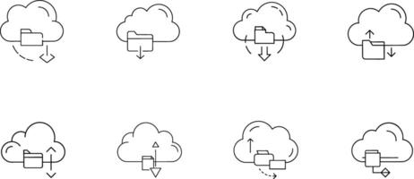 Cloud Storage File Upload Download Icons Set vector