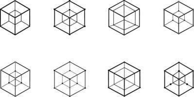 Cube Variations Geometric Shapes with Line and Dot vector