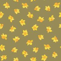 Daffodil flower illustrations seamless pattern. vector