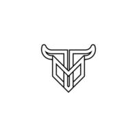 TM Logo monogram with emblem shield design isolated on black background. Initials Letter logo TM, MT, T and M vector