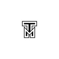 tm t m Initial Letter Split Lowercase Modern Monogram linked outline rounded logo vector