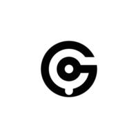 Circular letter G with smartly integrated letter Y inside its negative space vector