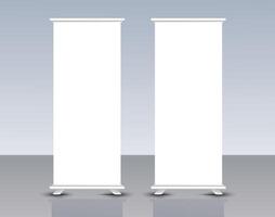 Modern roll up banner mockups on a gray background vector