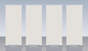 Realistic Blank Roll Up Banner Stand Template Mockup Design vector